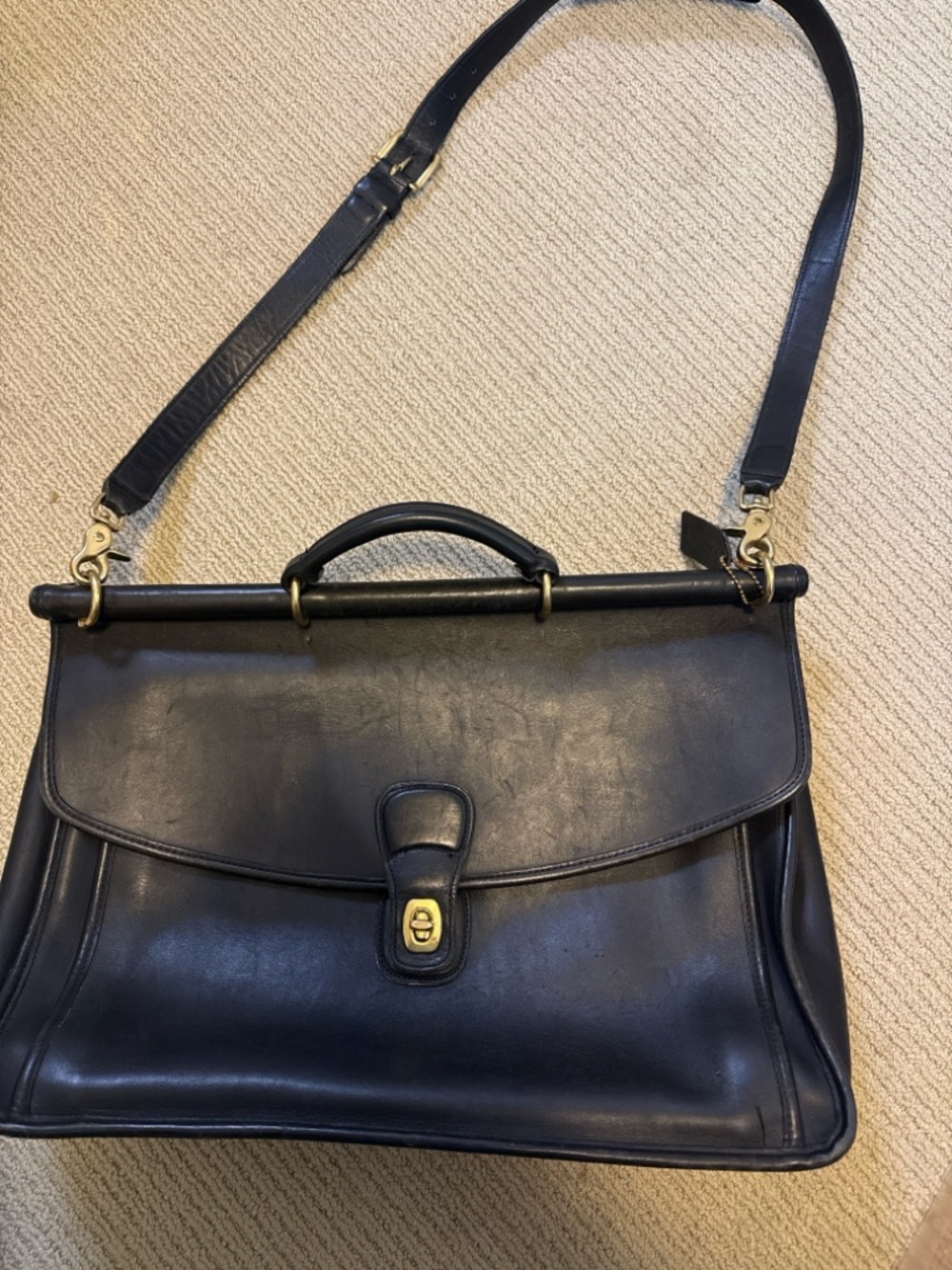 Coach Beekman 5266 Black Leather Briefcase Shoulder Bag